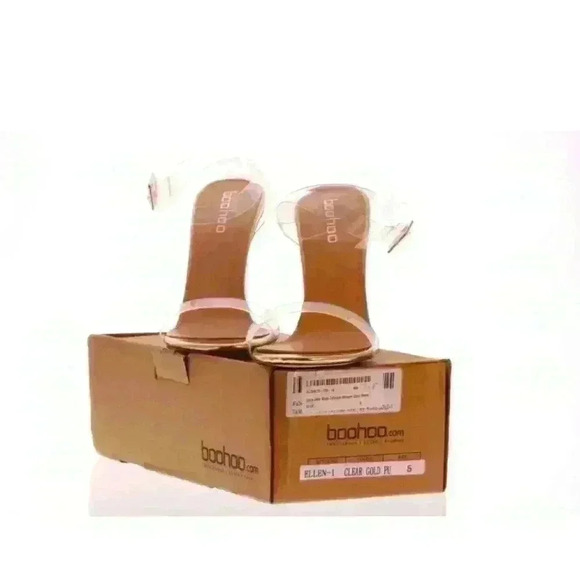 NEW Boohoo Lena Clear Strap Cylinder Unicorn Clear Heels $52 - Picture 5 of 6